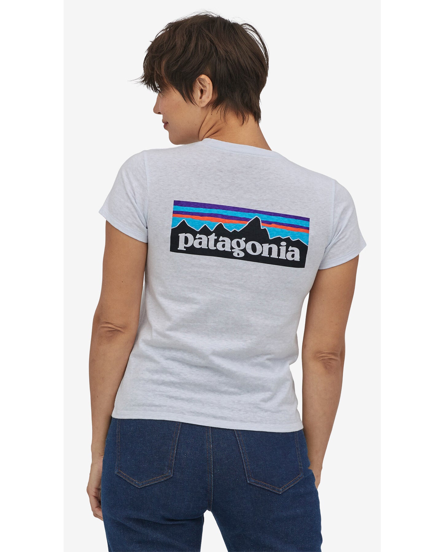 Patagonia Women's P-6 Logo Responsibili-Tee - White Pants - Trojan Wake Ski Snow