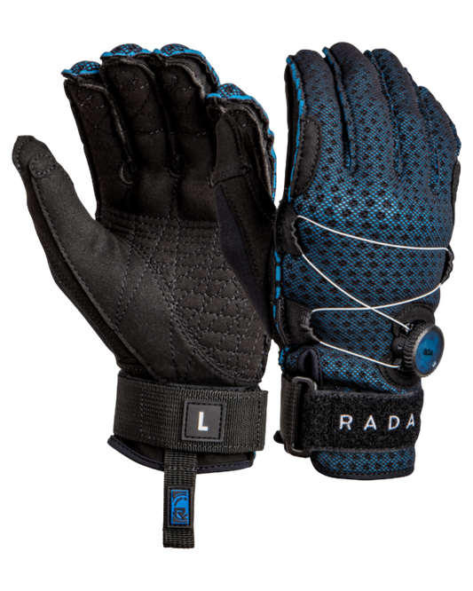 Radar Vapor-A BOA Waterski Gloves - Black / True Blue Ariaprene Waterski Gloves - Trojan Wake Ski Snow