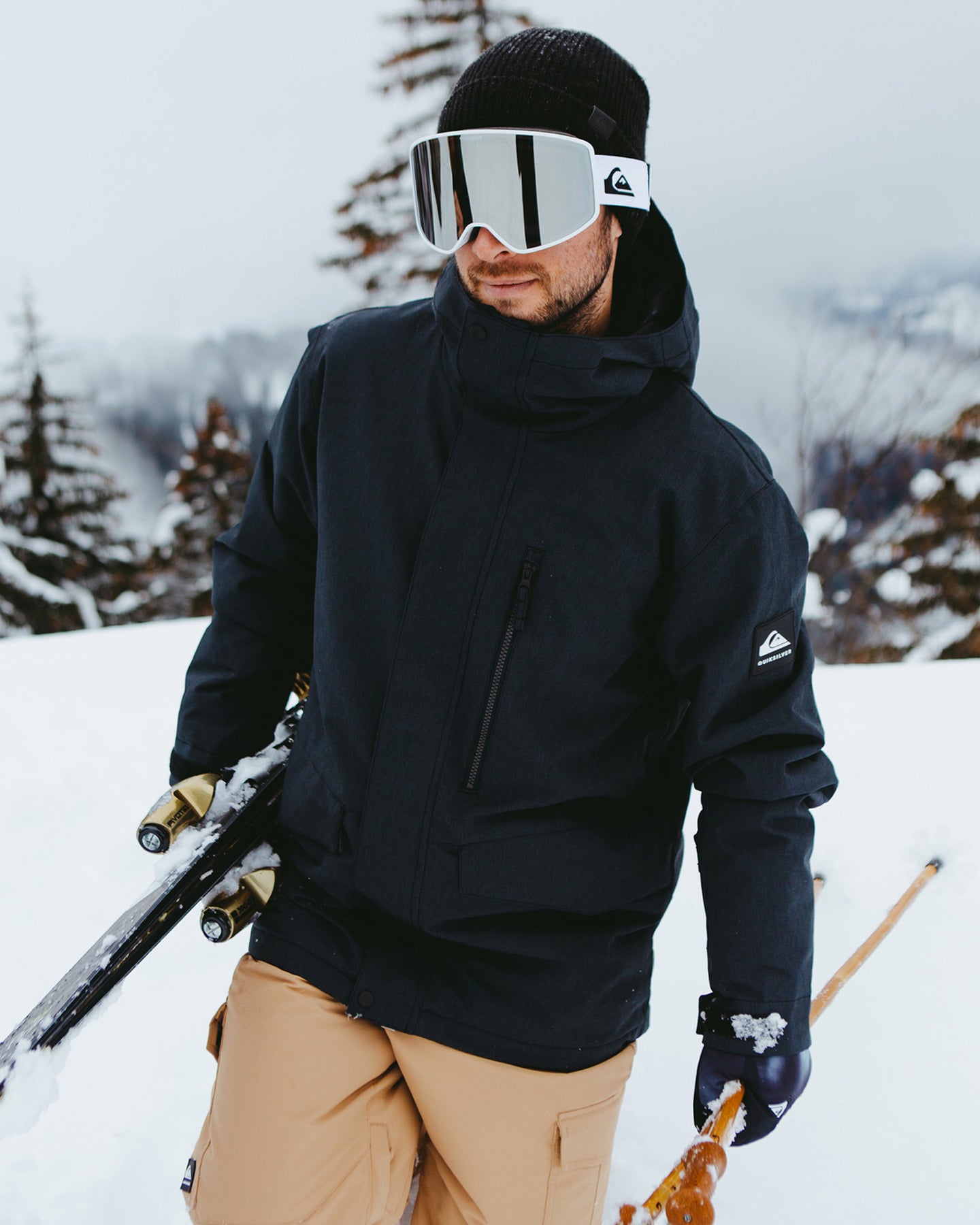 Quiksilver Mission Solid Snow Jacket - True Black Men's Snow Jackets - Trojan Wake Ski Snow