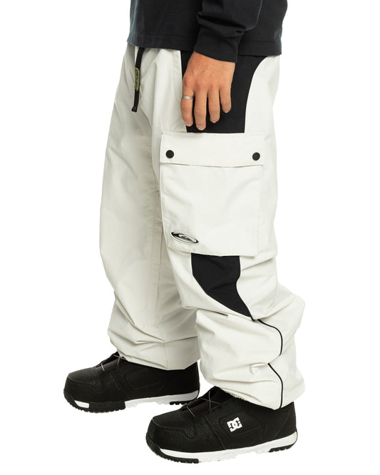 Quiksilver Men's Snow Down Technical Cargo Pants - Nimbus Cloud Men's Snow Pants - Trojan Wake Ski Snow