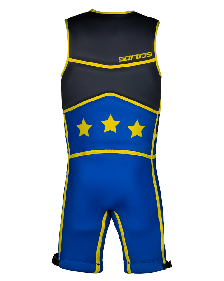 Sands Titan Barefoot Suit - Neon Yellow / Blue Barefoot Suits - Trojan Wake Ski Snow