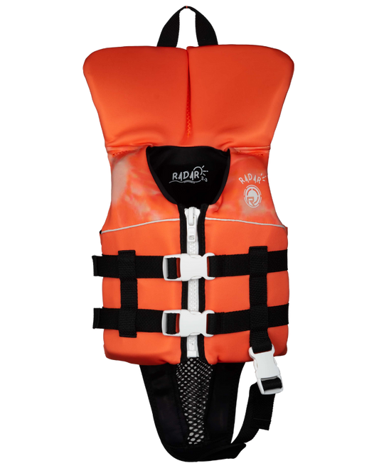 Radar TRA L50s Girl Vest w / Collar - Bubble Gum Swirl Life Jackets - Trojan Wake Ski Snow