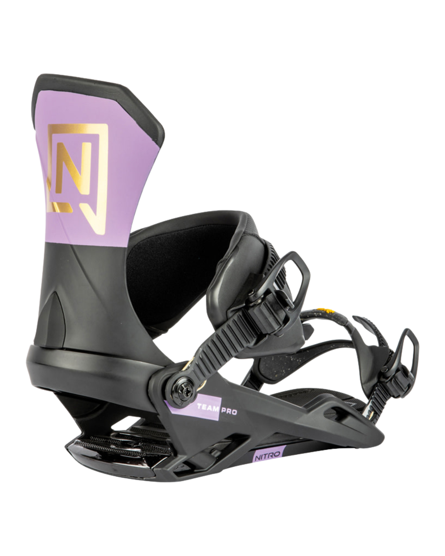 Nitro Team Pro Bindings - Pro Purple-Black-Gold Unisex Snowboard Bindings - Trojan Wake Ski Snow
