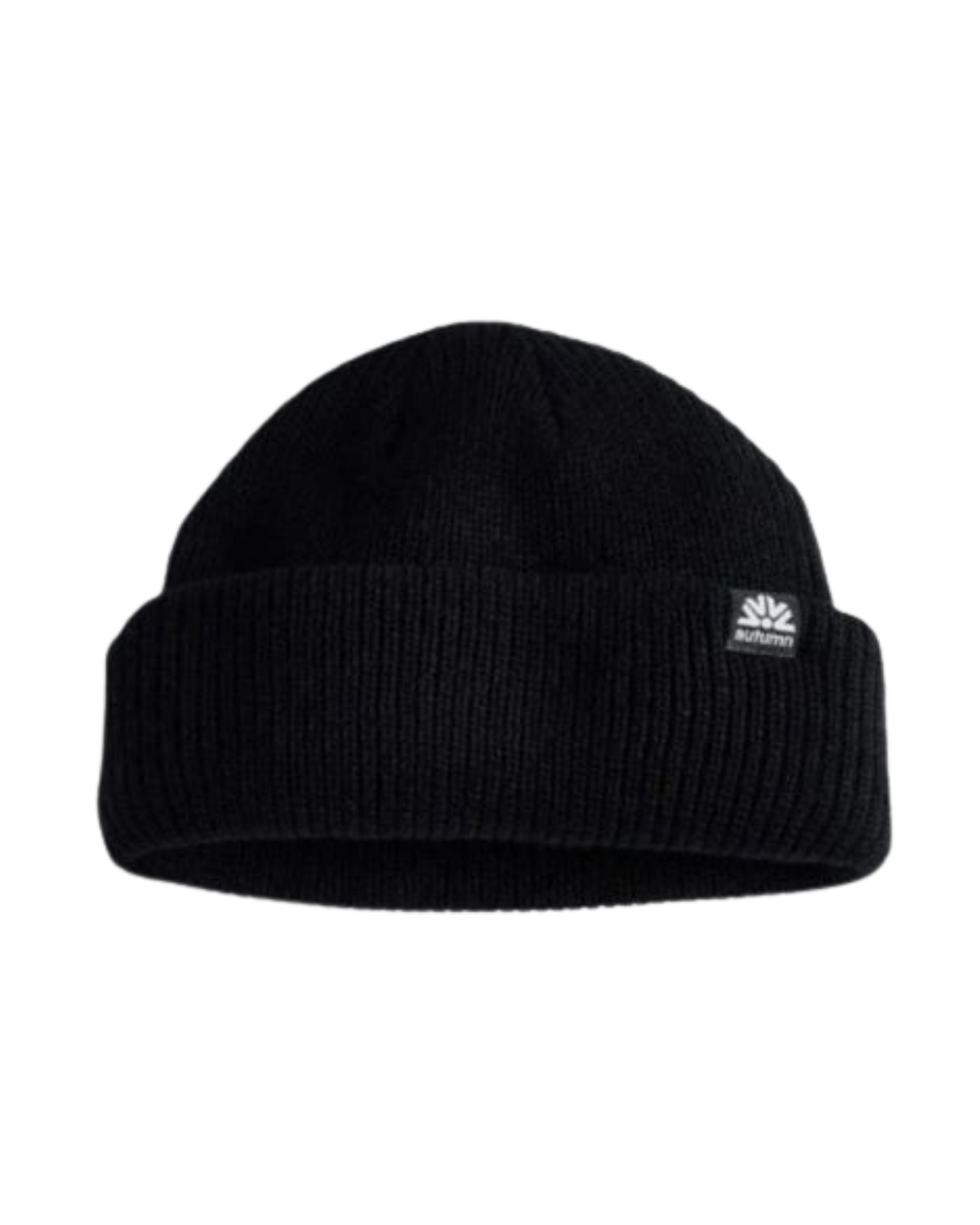 Autumn Double Roll Black Beanie