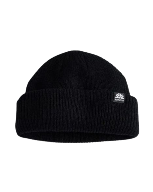Autumn Double Roll Black Beanie