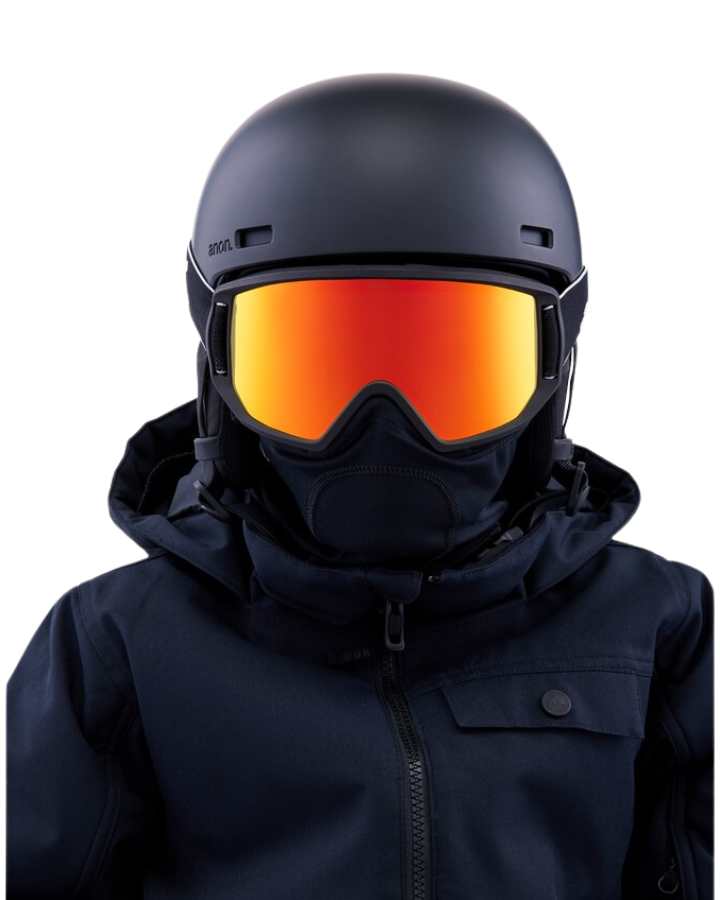Anon Relapse Jr. Snow Goggles + Mfi® Face Mask - Black/Red Solex Lens Kids' Snow Goggles - Trojan Wake Ski Snow
