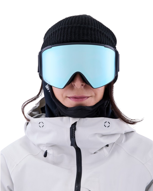 Anon M4S Cylindrical Snow Goggles + Bonus Lens + MFI - Black / Perceive Variable Blue - 2023 Snow Goggles - Mens - Trojan Wake Ski Snow