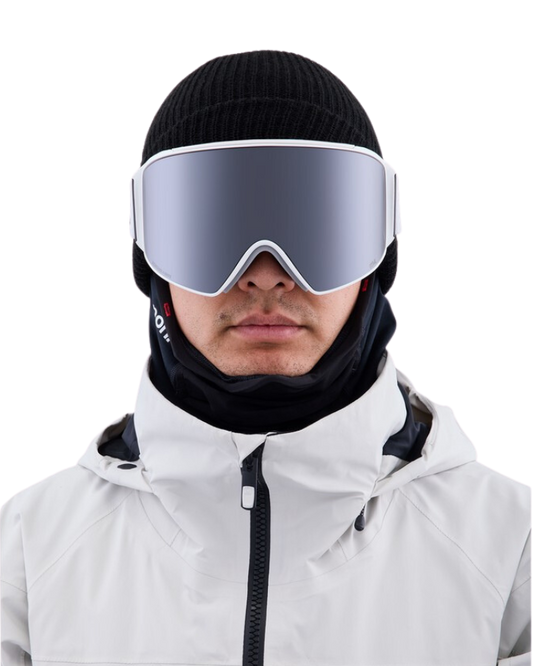 Anon M4 Cylindrical Low Bridge Snow Goggles + Bonus Lens + Mfi® Face Mask - White/Perceive Sunny Onyx Lens Snow Goggles - Mens - Trojan Wake Ski Snow