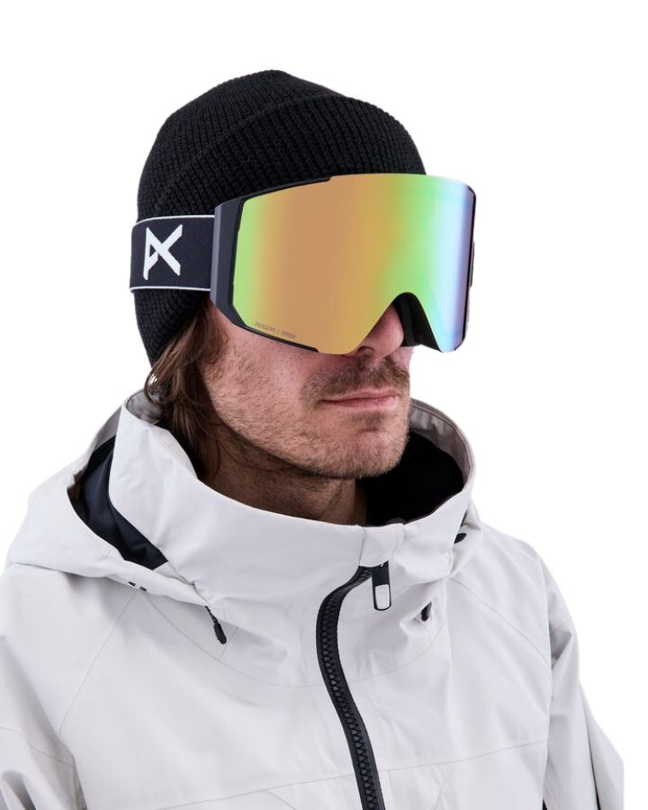 Anon Sync Snow Goggles + Bonus Lens - Black/Perceive Variable Green Lens Men's Snow Goggles - Trojan Wake Ski Snow