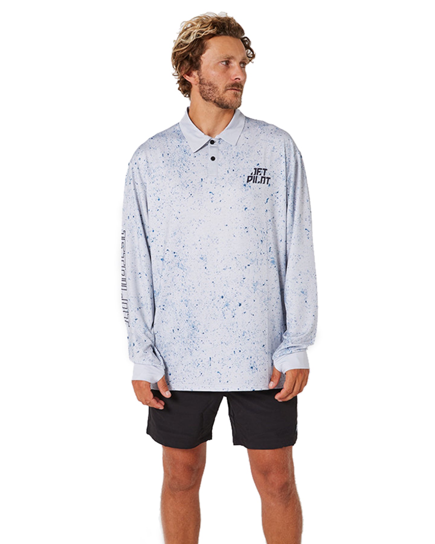 Jetpilot Venture Ls Fishing Men's Polo - Grey - 2024 Shirts - Mens - Trojan Wake Ski Snow