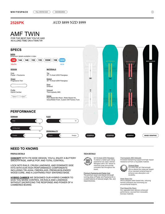 Whitespace Amf Twin Snowboard- 2026