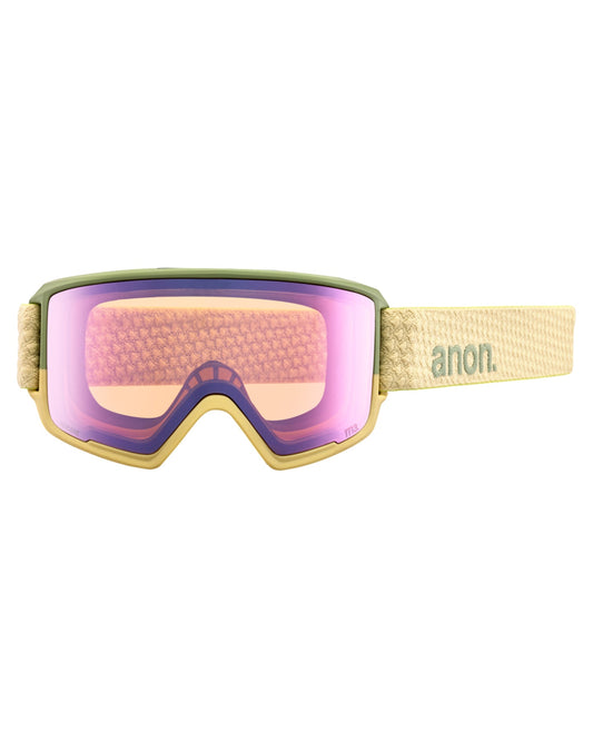 Anon M3 Low Bridge Fit Snow Goggles + Bonus Lens + MFI - Mushroom / Perceive Variable Green Men's Snow Goggles - Trojan Wake Ski Snow