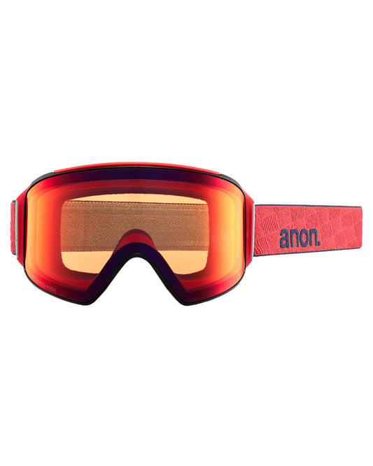 Anon M4 Cylindrical Low Bridge Snow Goggles + Bonus Lens + Mfi® Face Mask - Coral/Perceive Sunny Bronze Lens Snow Goggles - Mens - Trojan Wake Ski Snow