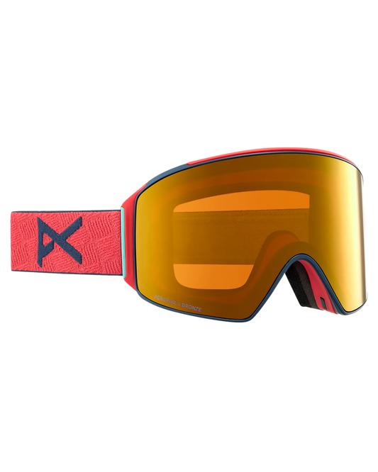 Anon M4 Cylindrical Snow Goggles + Bonus Lens + Mfi® Face Mask - Coral/Perceive Sunny Bronze Lens Snow Goggles - Mens - Trojan Wake Ski Snow