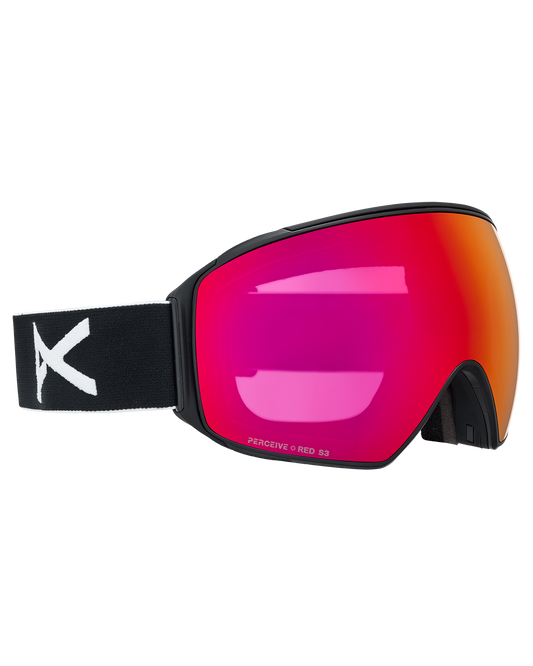 Anon M4 (Toric) Low Bridge Snow Goggles + Bonus Lens + MFI® Face Mask - Black/Perceive Sunny Red Unisex Snow Goggles - Trojan Wake Ski Snow