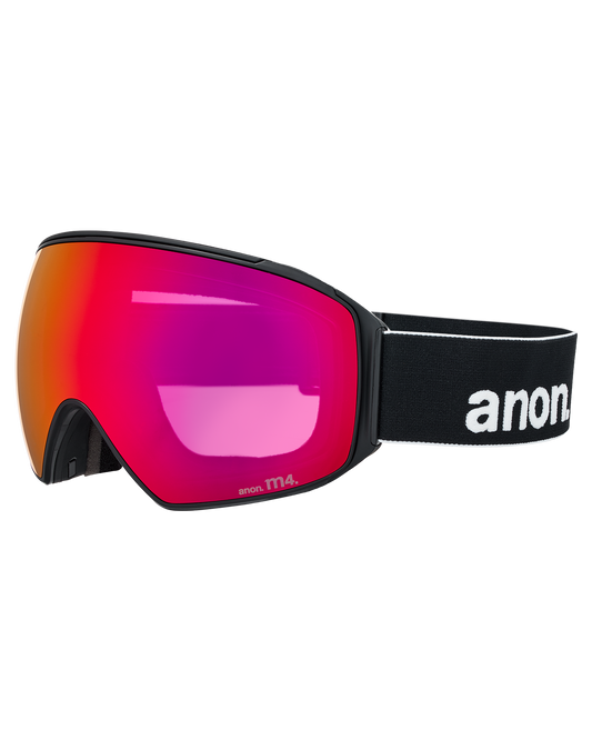 Anon M4 (Toric) Low Bridge Snow Goggles + Bonus Lens + MFI® Face Mask - Black/Perceive Sunny Red Unisex Snow Goggles - Trojan Wake Ski Snow