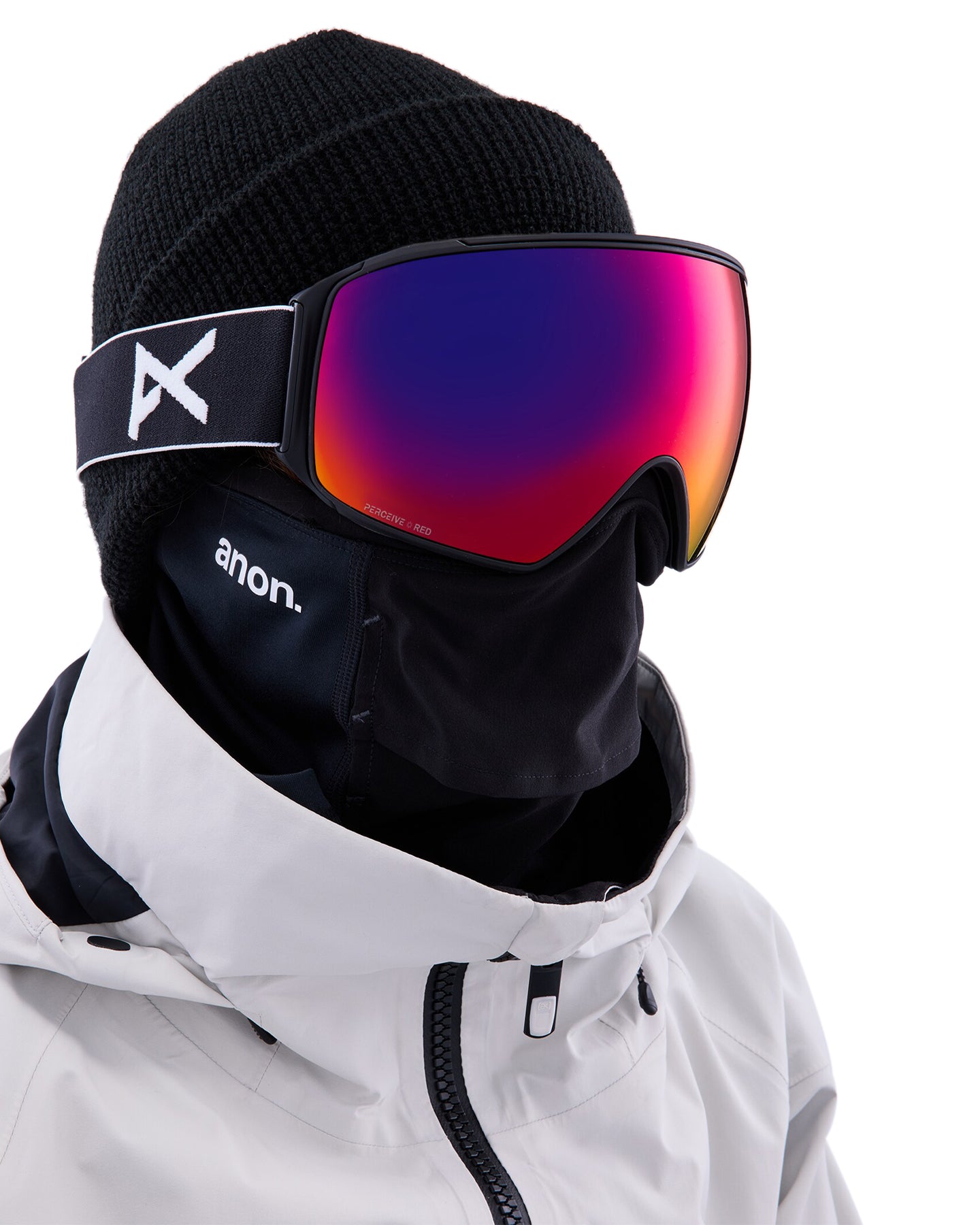 Anon M4 Toric Low Bridge Snow Goggles + Bonus Lens + Mfi® Face Mask - Black/Perceive Sunny Red Lens Snow Goggles - Mens - Trojan Wake Ski Snow