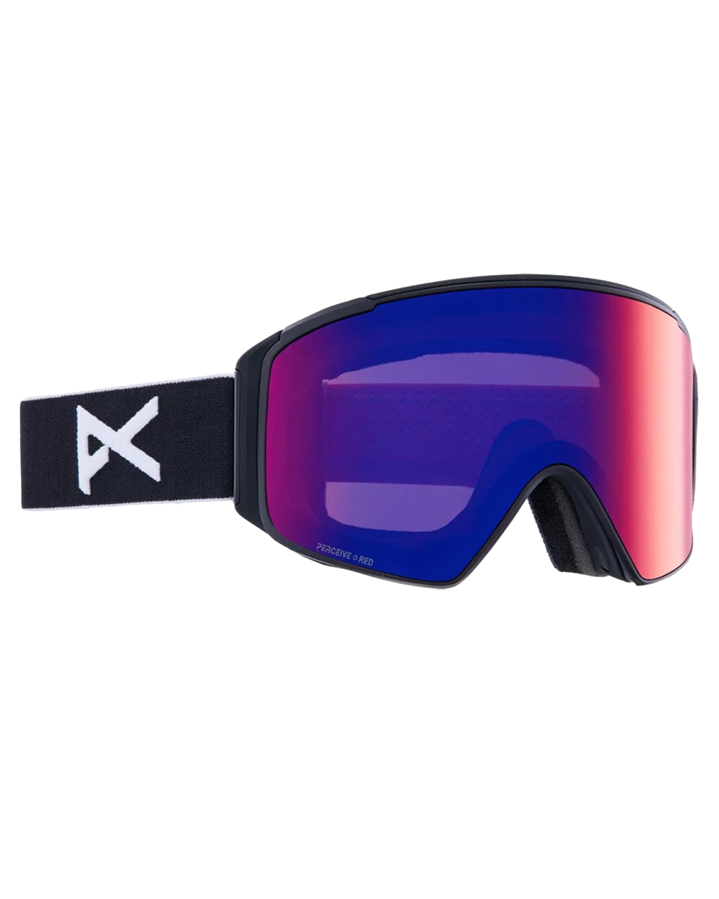 Anon M4S Cylindrical Low Bridge Fit Snow Goggles + Bonus Lens + MFI - Black / Perceive Sunny Red Men's Snow Goggles - Trojan Wake Ski Snow