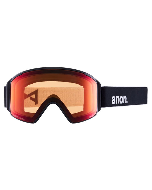 Anon M4S Cylindrical Low Bridge Fit Snow Goggles + Bonus Lens + MFI - Black / Perceive Sunny Red Men's Snow Goggles - Trojan Wake Ski Snow
