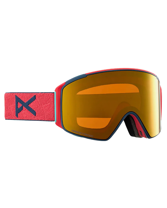 Anon M4S Cylindrical Low Bridge Fit Snow Goggles + Bonus Lens + MFI - Coral / Perceive Sunny Bronze Men's Snow Goggles - Trojan Wake Ski Snow