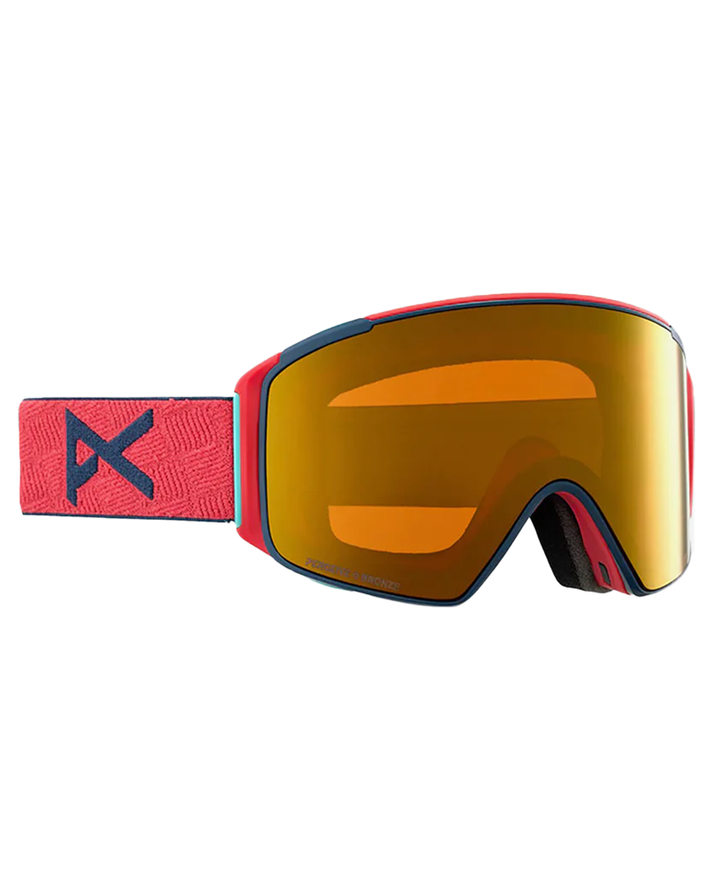 Anon M4S Cylindrical Low Bridge Fit Snow Goggles + Bonus Lens + MFI - Coral / Perceive Sunny Bronze Men's Snow Goggles - Trojan Wake Ski Snow