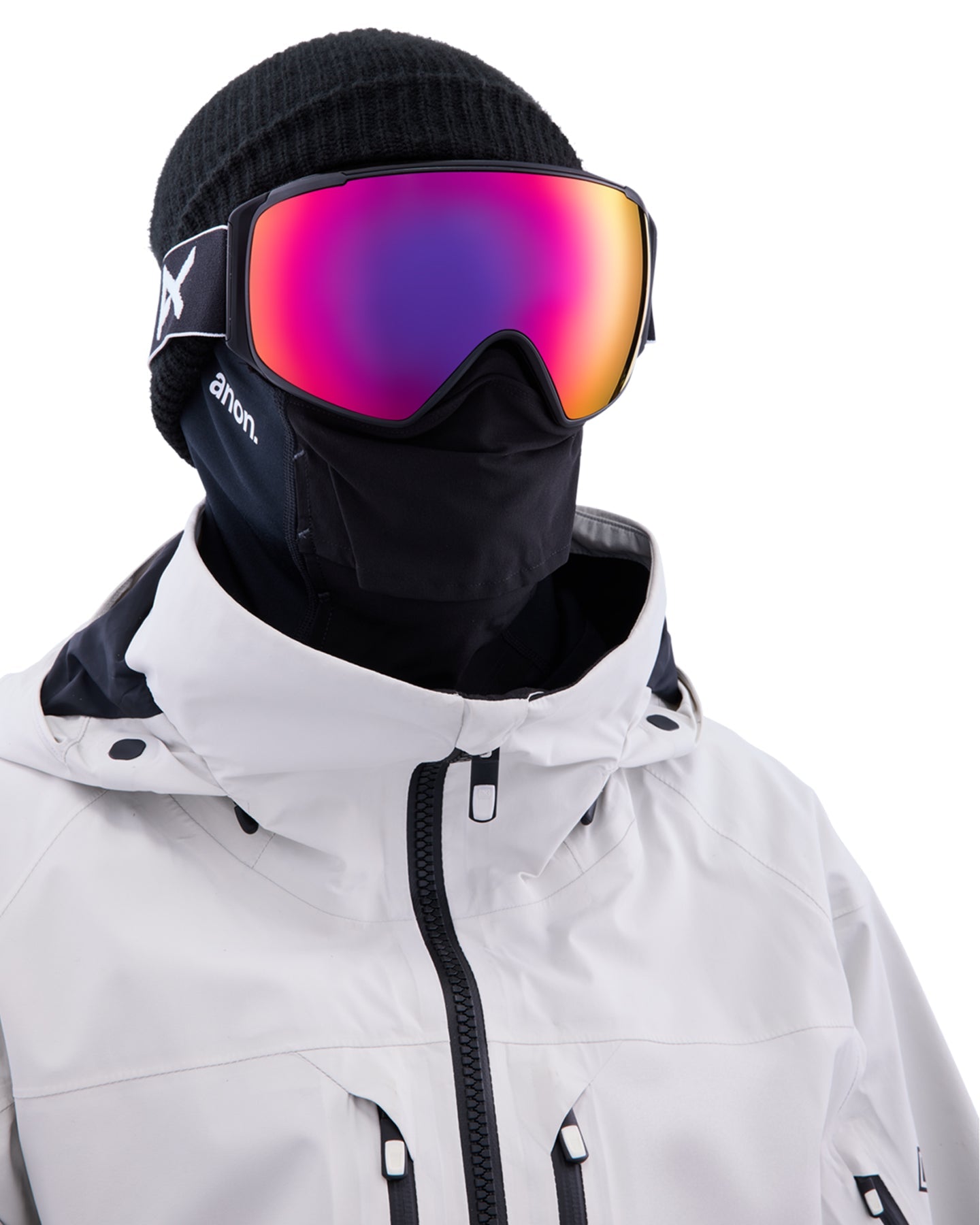 Anon M4S Toric Low Bridge Fit Snow Goggles + Bonus Lens + MFI - Black / Perceive Sunny Red Men's Snow Goggles - Trojan Wake Ski Snow