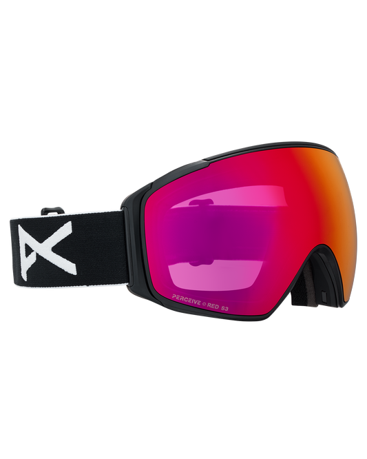 Anon M4S (Toric) Low Bridge Snow Goggles + Bonus Lens + MFI® Face Mask - Black/Perceive Sunny Red Unisex Snow Goggles - Trojan Wake Ski Snow