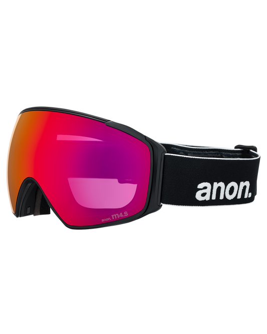 Anon M4S (Toric) Low Bridge Snow Goggles + Bonus Lens + MFI® Face Mask - Black/Perceive Sunny Red Unisex Snow Goggles - Trojan Wake Ski Snow