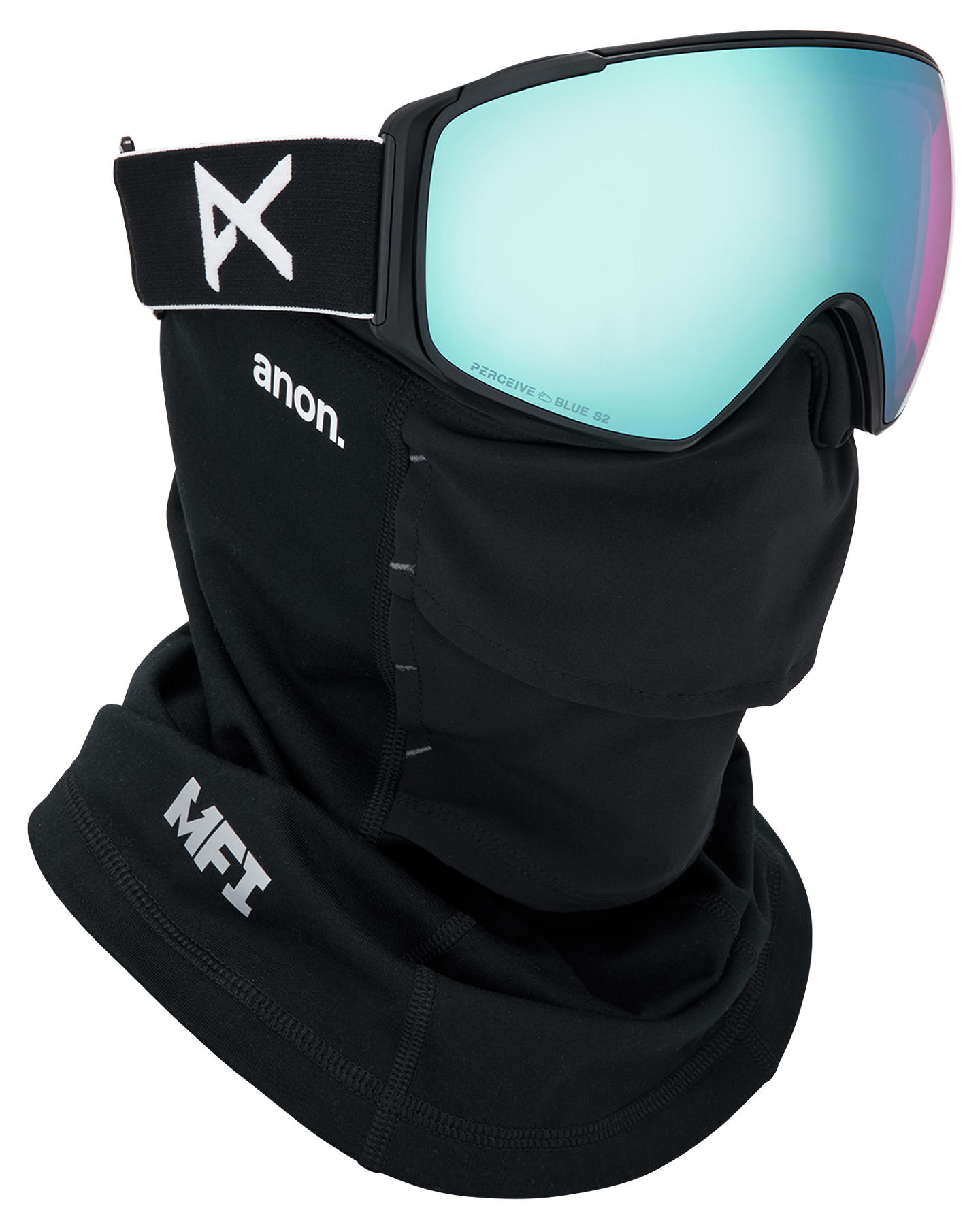 Anon M4S (Toric) Low Bridge Snow Goggles + Bonus Lens + MFI® Face Mask - Black/Perceive Variable Blue Unisex Snow Goggles - Trojan Wake Ski Snow