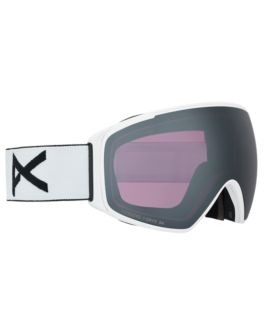 Anon M4S (Toric) Low Bridge Snow Goggles + Bonus Lens + MFI® Face Mask - White/Perceive Sunny Onyx Unisex Snow Goggles - Trojan Wake Ski Snow