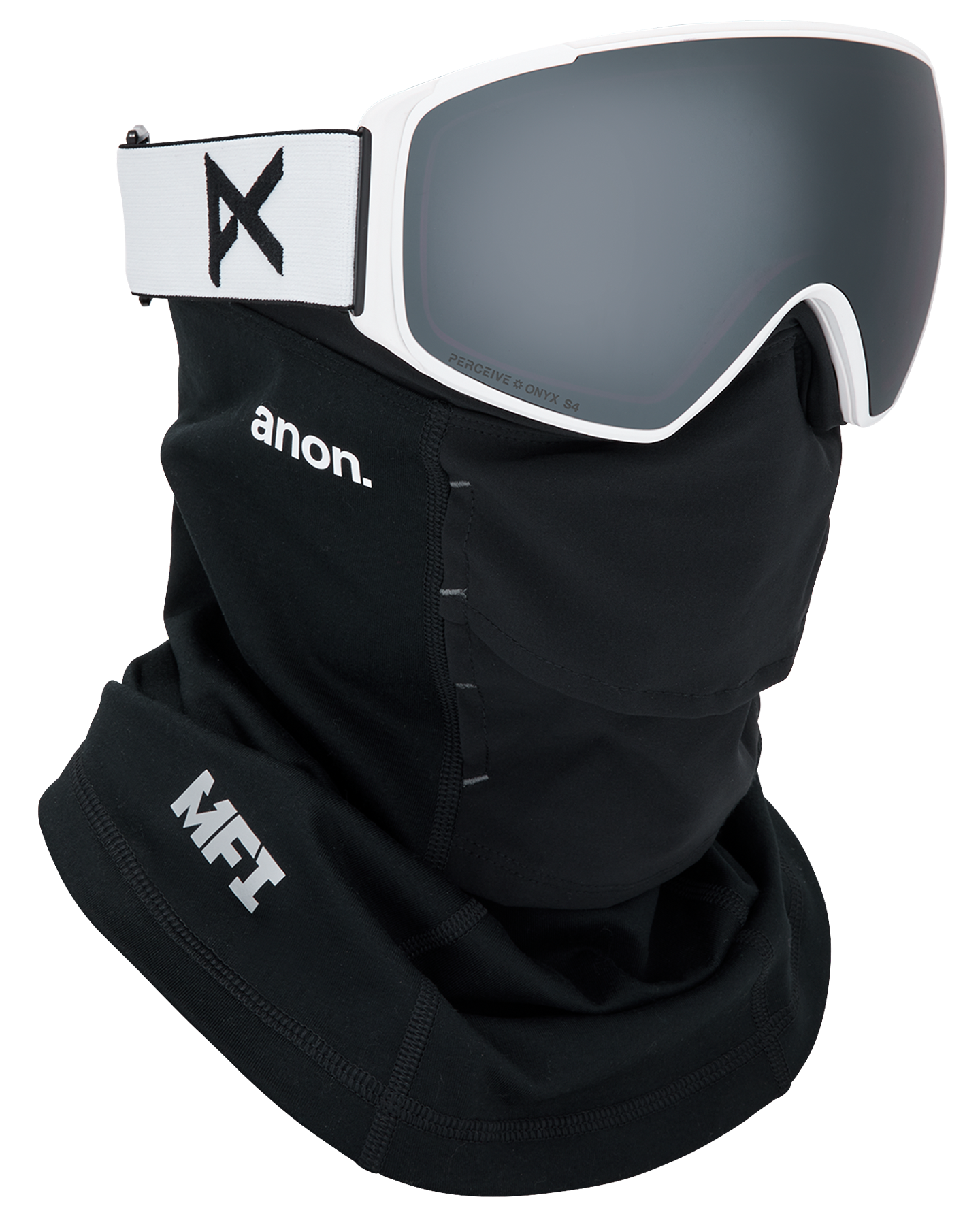 Anon M4S (Toric) Low Bridge Snow Goggles + Bonus Lens + MFI® Face Mask - White/Perceive Sunny Onyx Unisex Snow Goggles - Trojan Wake Ski Snow