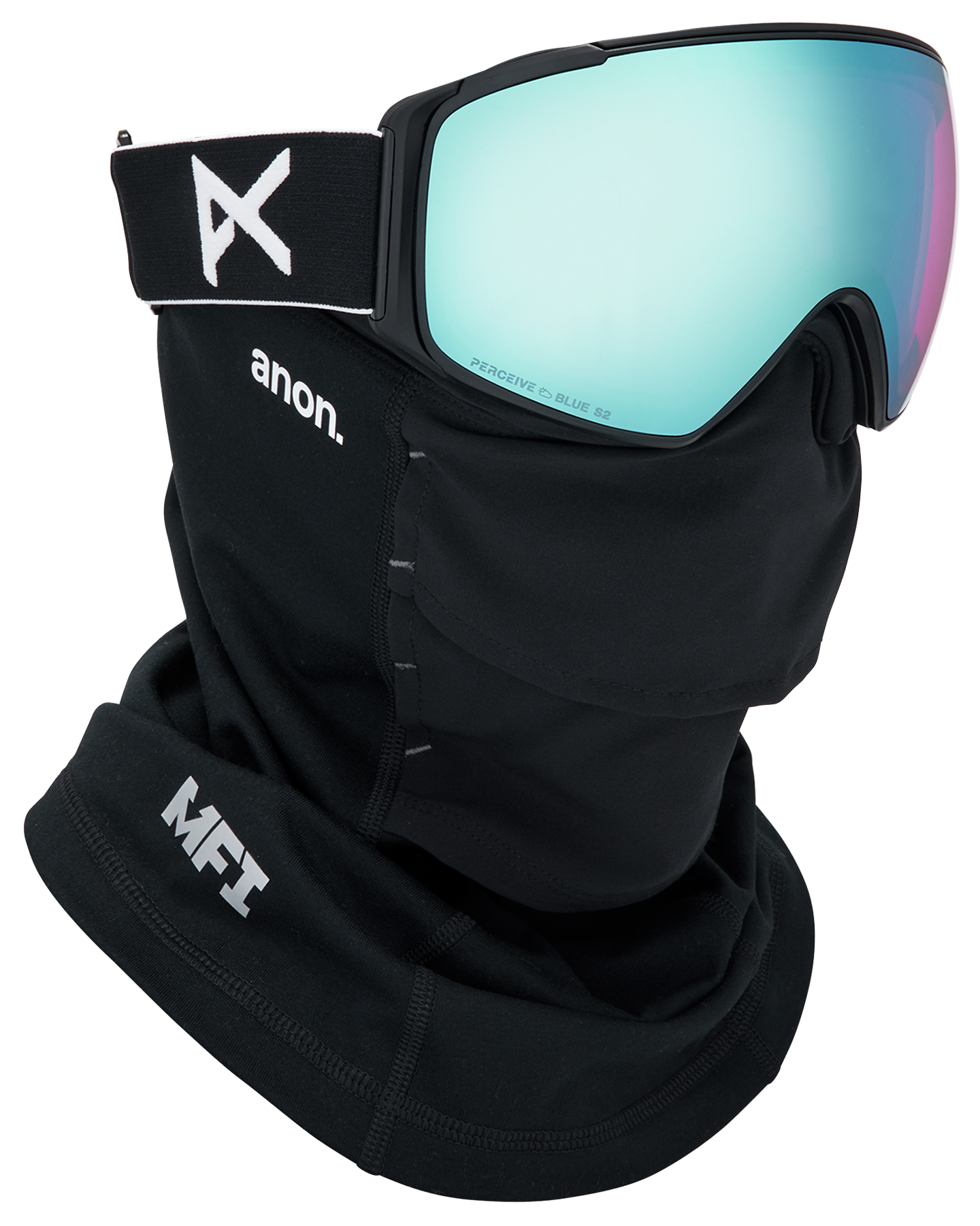 Anon M4S (Toric) Snow Goggles + Bonus Lens + MFI® Face Mask - Black/Perceive Variable Blue Unisex Snow Goggles - Trojan Wake Ski Snow