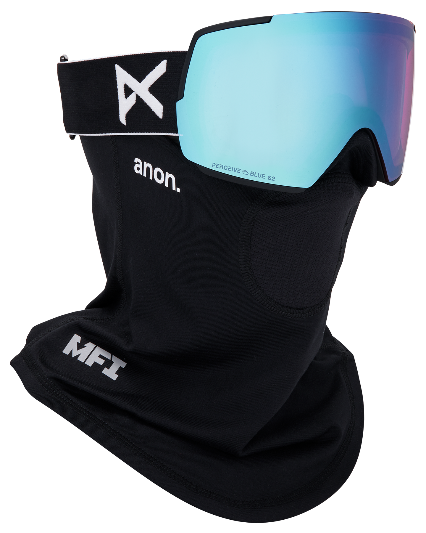 Anon M5 Low Bridge Snow Goggles + Bonus Lens + MFI® Face Mask - Black/Perceive Variable Blue Unisex Snow Goggles - Trojan Wake Ski Snow