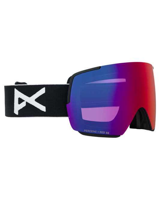 Anon M5S Low Bridge Snow Goggles + Bonus Lens + MFI® Face Mask - Black/Perceive Sunny Red Unisex Snow Goggles - Trojan Wake Ski Snow
