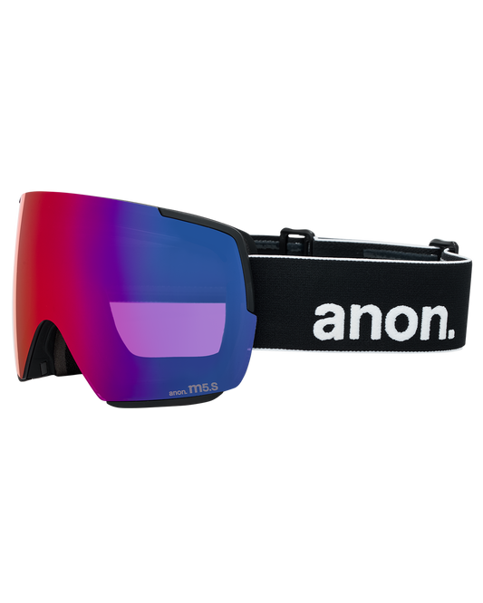 Anon M5S Low Bridge Snow Goggles + Bonus Lens + MFI® Face Mask - Black/Perceive Sunny Red Unisex Snow Goggles - Trojan Wake Ski Snow