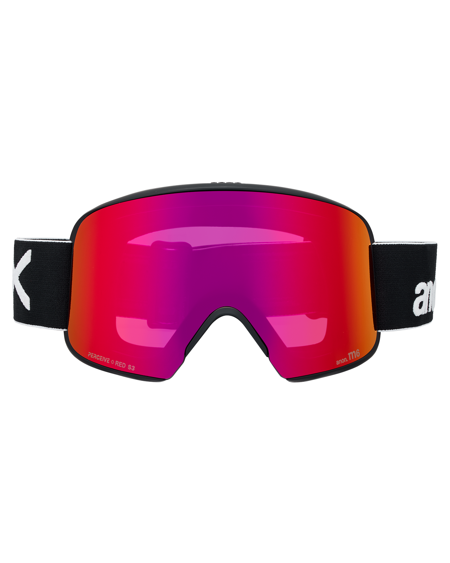 Anon M6 Low Bridge Snow Goggles + Bonus Lens + MFI® Face Mask - Black/Perceive Sunny Red Unisex Snow Goggles - Trojan Wake Ski Snow