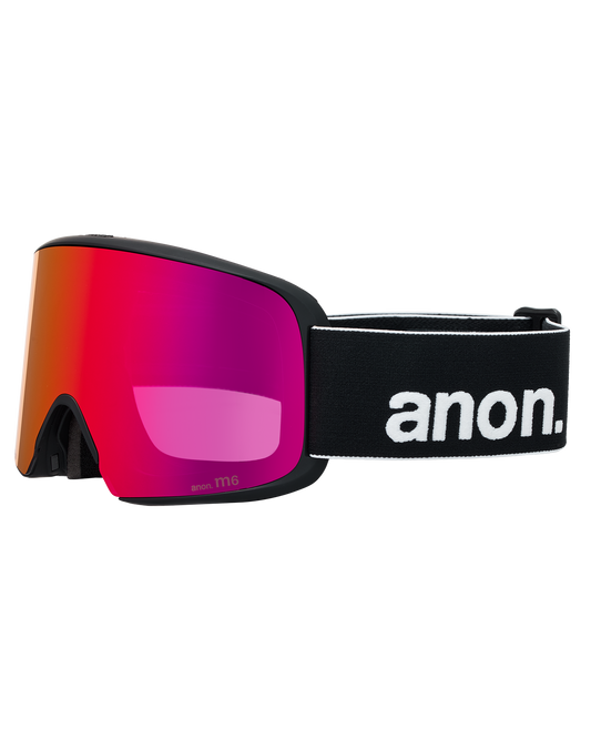 Anon M6 Low Bridge Snow Goggles + Bonus Lens + MFI® Face Mask - Black/Perceive Sunny Red Unisex Snow Goggles - Trojan Wake Ski Snow