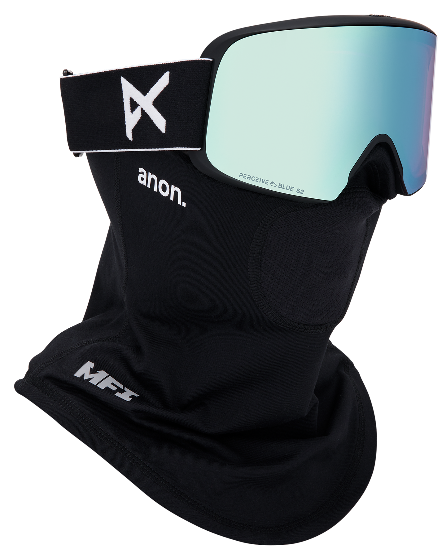 Anon M6 Low Bridge Snow Goggles + Bonus Lens + MFI® Face Mask - Black/Perceive Variable Blue Unisex Snow Goggles - Trojan Wake Ski Snow