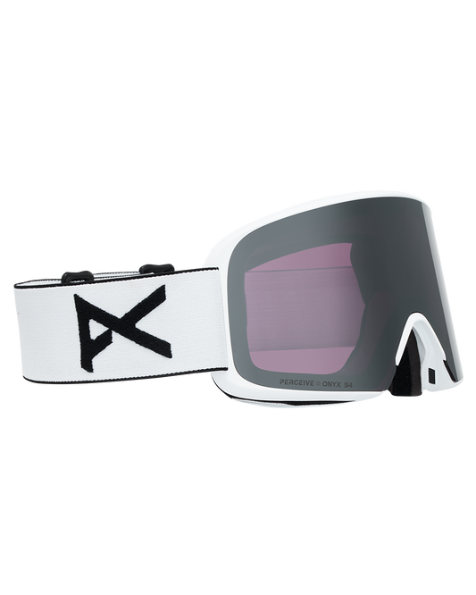 Anon M6 Low Bridge Snow Goggles + Bonus Lens + MFI® Face Mask - White/Perceive Sunny Onyx Unisex Snow Goggles - Trojan Wake Ski Snow