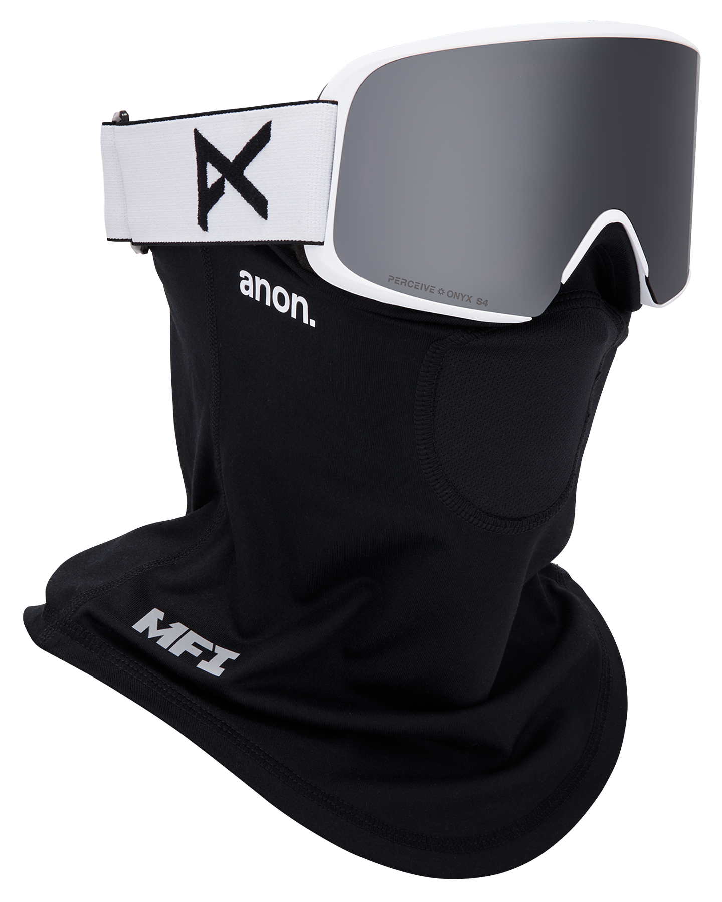 Anon M6 Low Bridge Snow Goggles + Bonus Lens + MFI® Face Mask - White/Perceive Sunny Onyx Unisex Snow Goggles - Trojan Wake Ski Snow