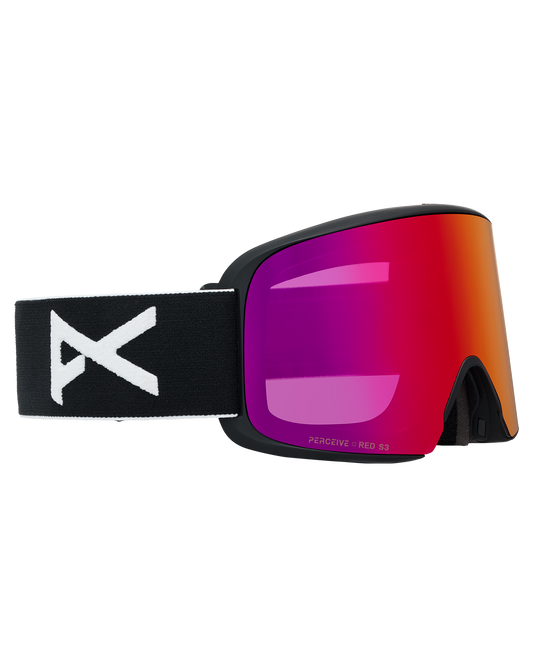 Anon M6 Snow Goggles + Bonus Lens + MFI® Face Mask - Black/Perceive Sunny Red Unisex Snow Goggles - Trojan Wake Ski Snow