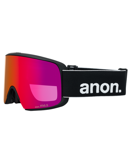 Anon M6S Low Bridge Snow Goggles + Bonus Lens + MFI® Face Mask - Black/Perceive Sunny Red Unisex Snow Goggles - Trojan Wake Ski Snow