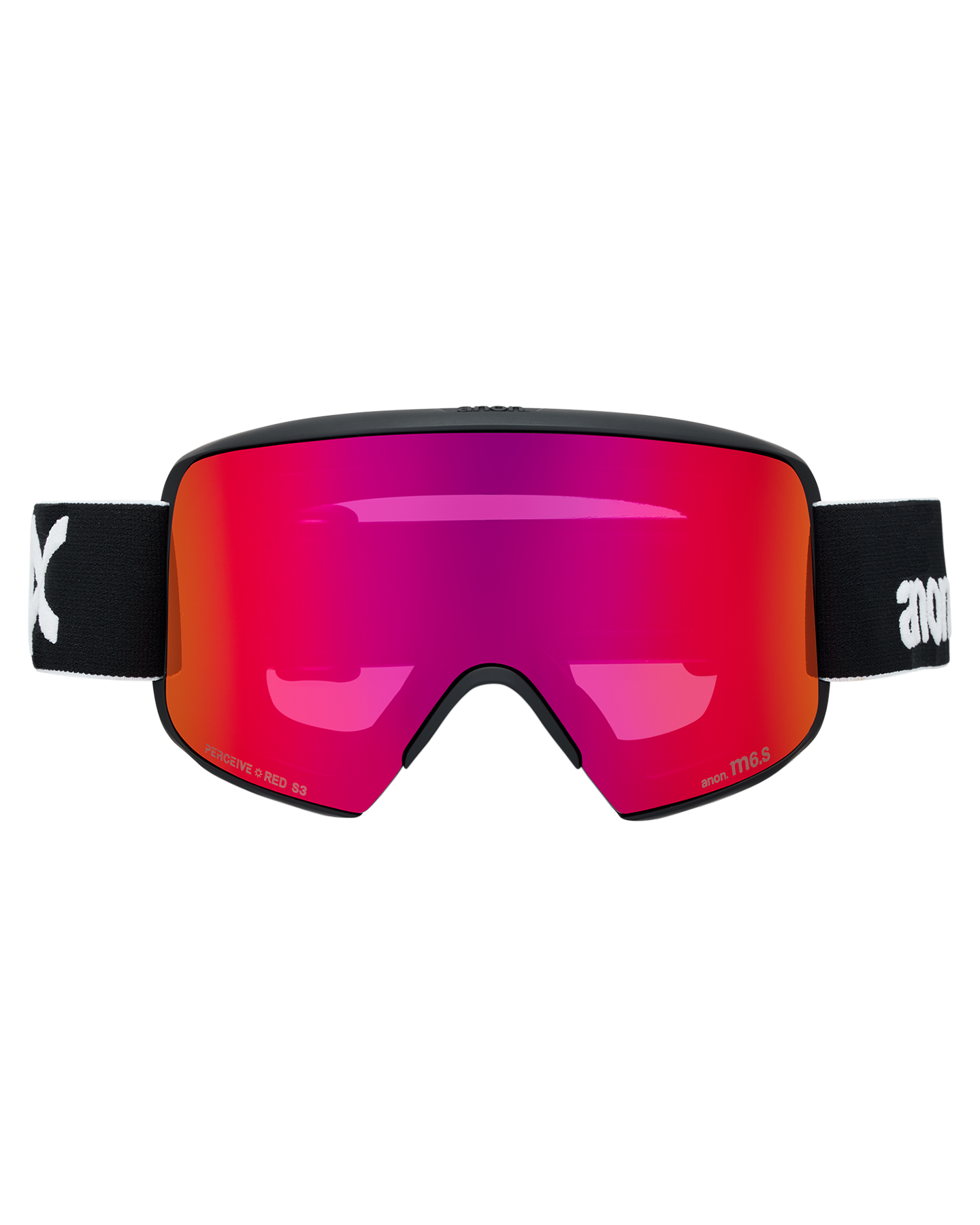 Anon M6S Low Bridge Snow Goggles + Bonus Lens + MFI® Face Mask - Black/Perceive Sunny Red Unisex Snow Goggles - Trojan Wake Ski Snow