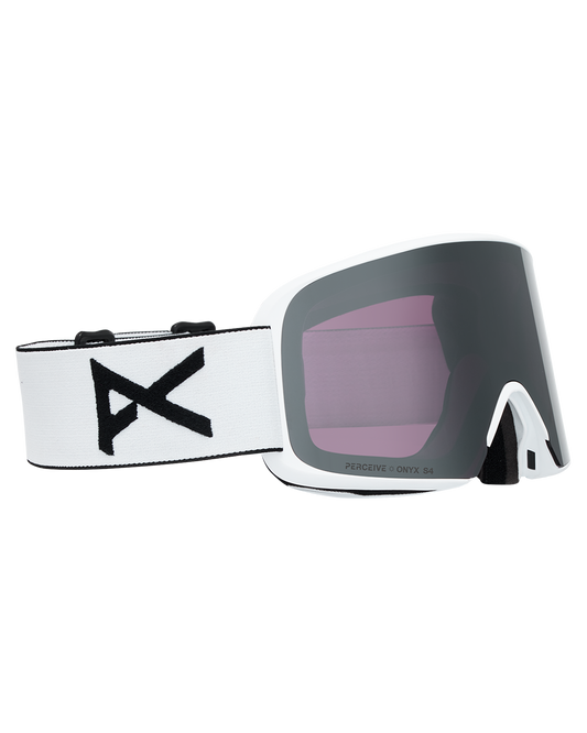 Anon M6S Low Bridge Snow Goggles + Bonus Lens + MFI® Face Mask - White/Perceive Sunny Onyx Unisex Snow Goggles - Trojan Wake Ski Snow