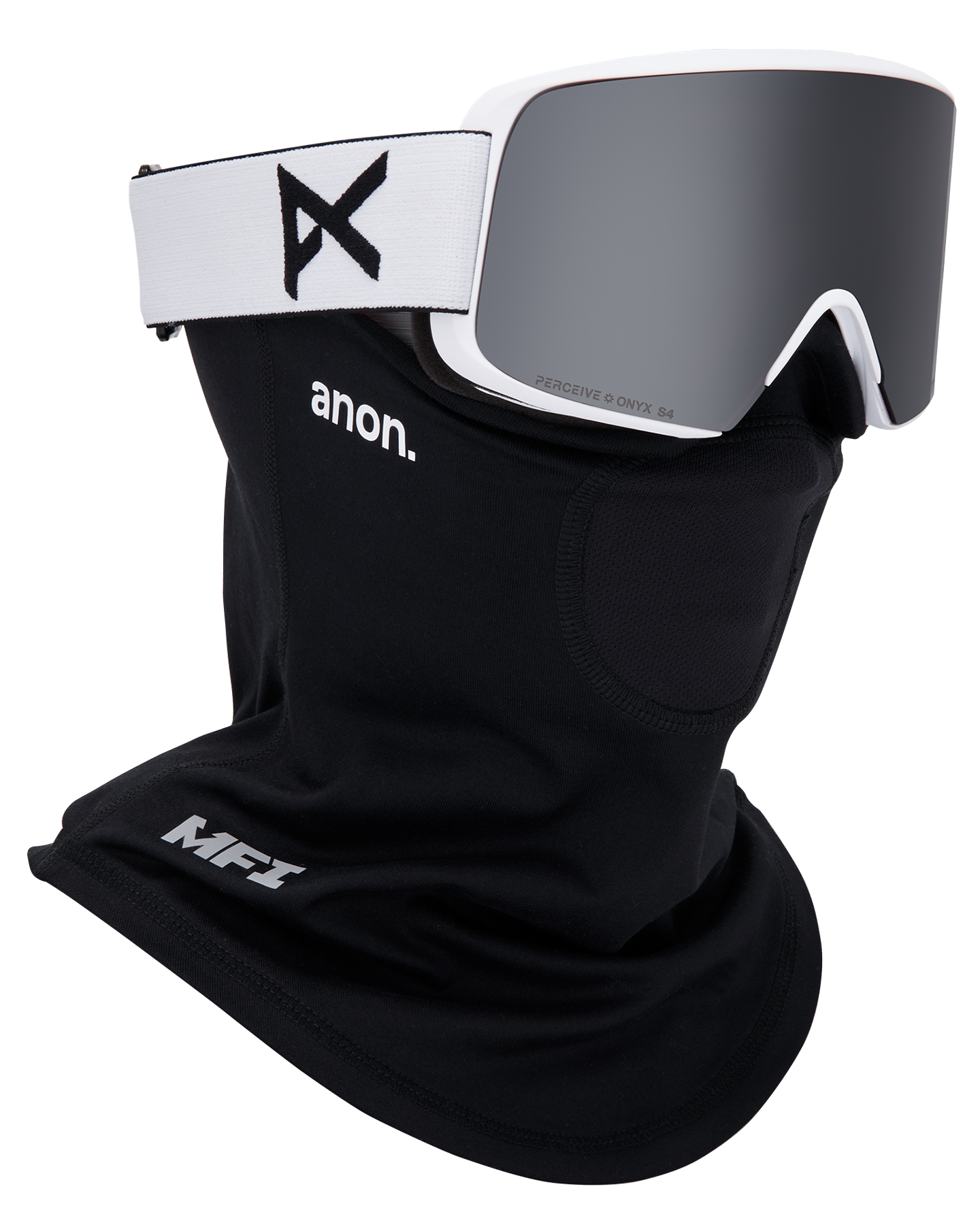 Anon M6S Low Bridge Snow Goggles + Bonus Lens + MFI® Face Mask - White/Perceive Sunny Onyx Unisex Snow Goggles - Trojan Wake Ski Snow