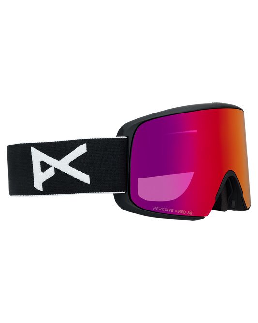 Anon M6S Snow Goggles + Bonus Lens + MFI® Face Mask - Black/Perceive Sunny Red Unisex Snow Goggles - Trojan Wake Ski Snow