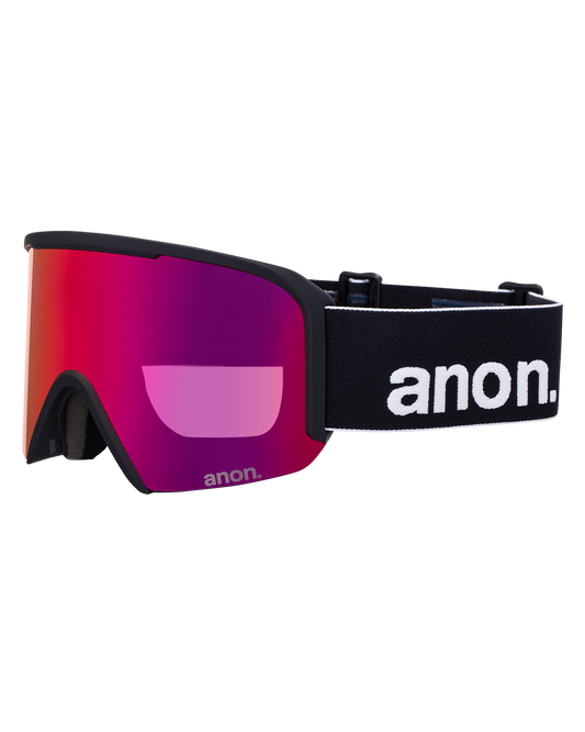 Anon Nesa Low Bridge Snow Goggles + Bonus Lens + MFI® Face Mask - Black/Perceive Sunny Red Unisex Snow Goggles - Trojan Wake Ski Snow
