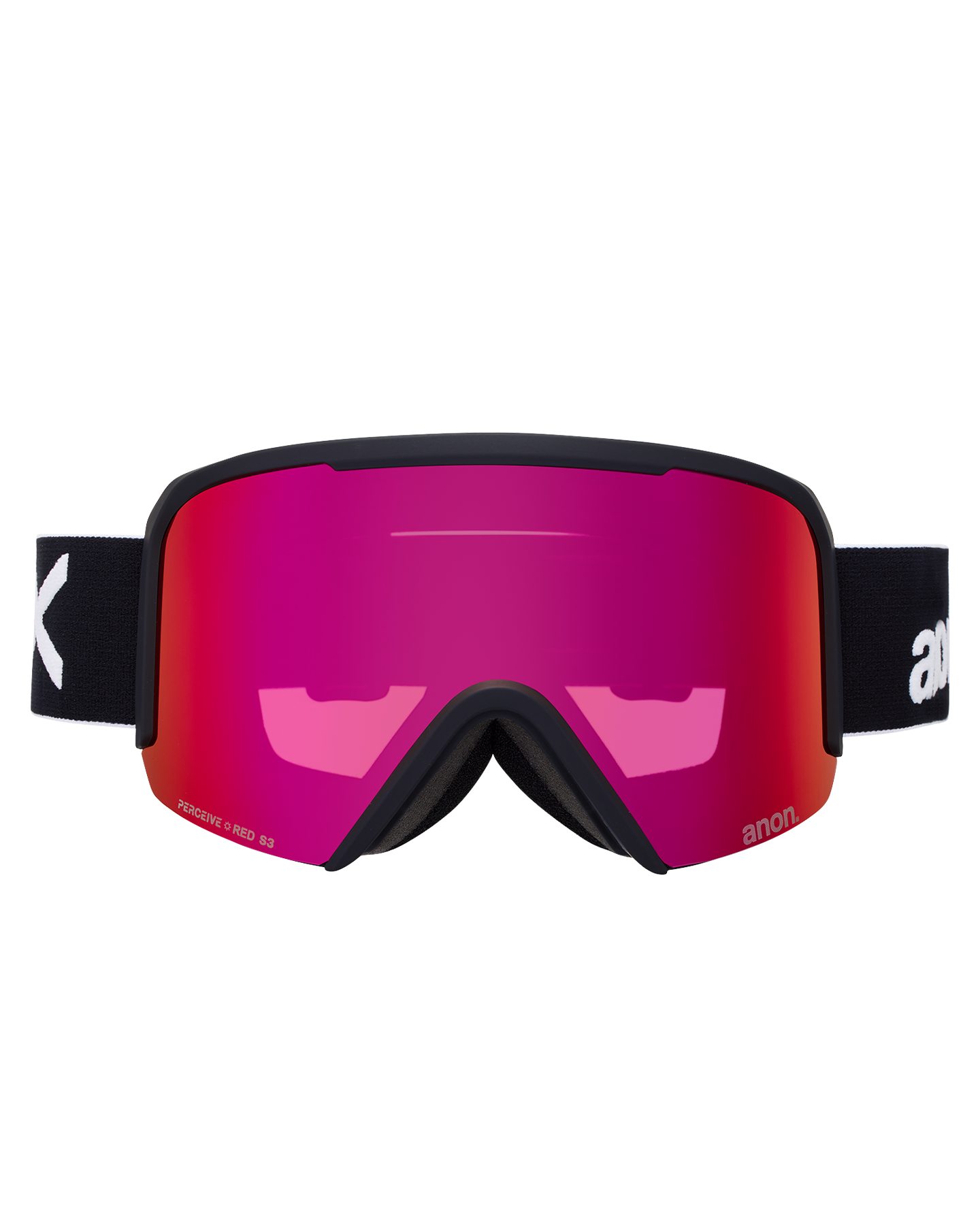 Anon Nesa Low Bridge Snow Goggles + Bonus Lens + MFI® Face Mask - Black/Perceive Sunny Red Unisex Snow Goggles - Trojan Wake Ski Snow