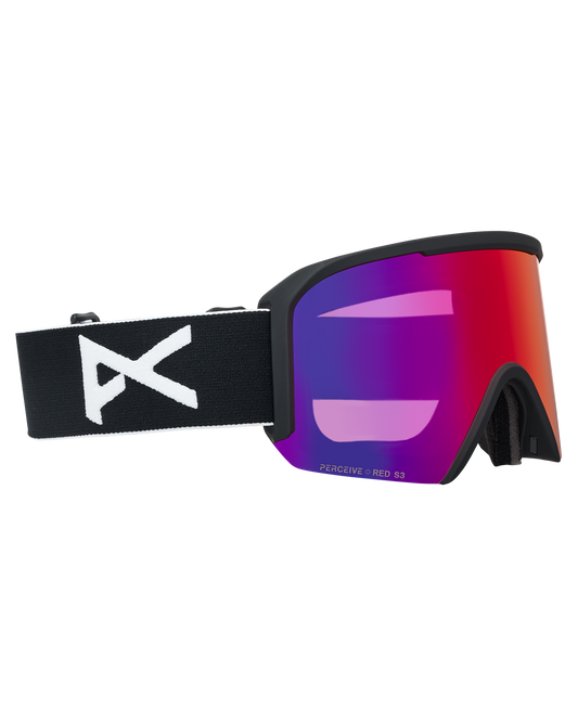 Anon Nesa Snow Goggles + Bonus Lens + MFI® Face Mask - Black/Perceive Sunny Red Unisex Snow Goggles - Trojan Wake Ski Snow