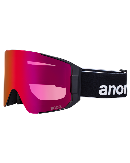 Anon Sync Low Bridge Snow Goggles + Bonus Lens + MFI® Face Mask - Black/Perceive Sunny Red Unisex Snow Goggles - Trojan Wake Ski Snow